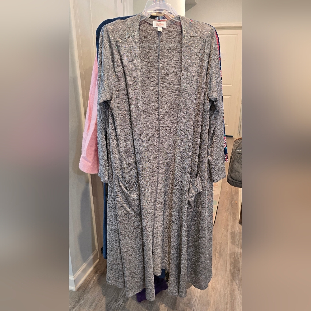 LuLaRoe Heather Gray Sparkly Sarah Duster